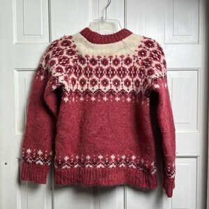 Women's vintage Norlfender Sweater pure wool red white size